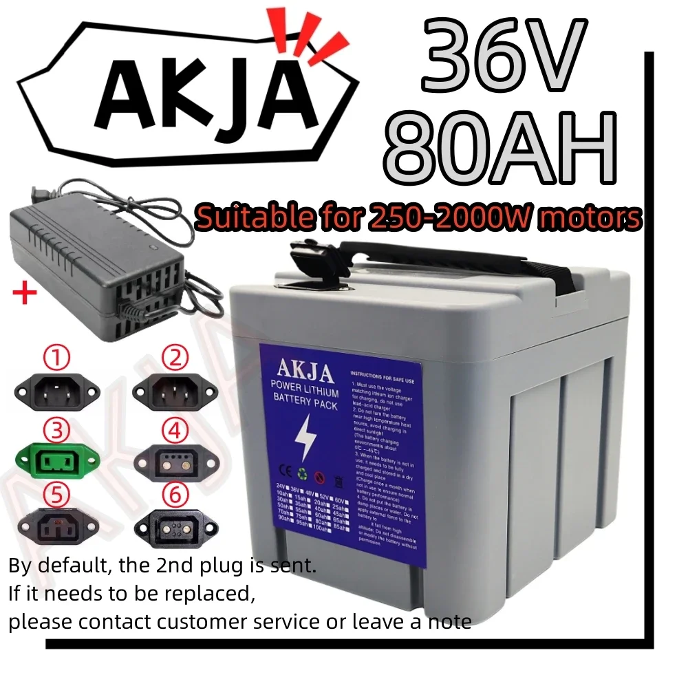 Air fast transportation New Full Capacity Power 18650 Lithium Battery 36V10ah-80ah  Lithium Battery Pack Suitable for 250-2000W 