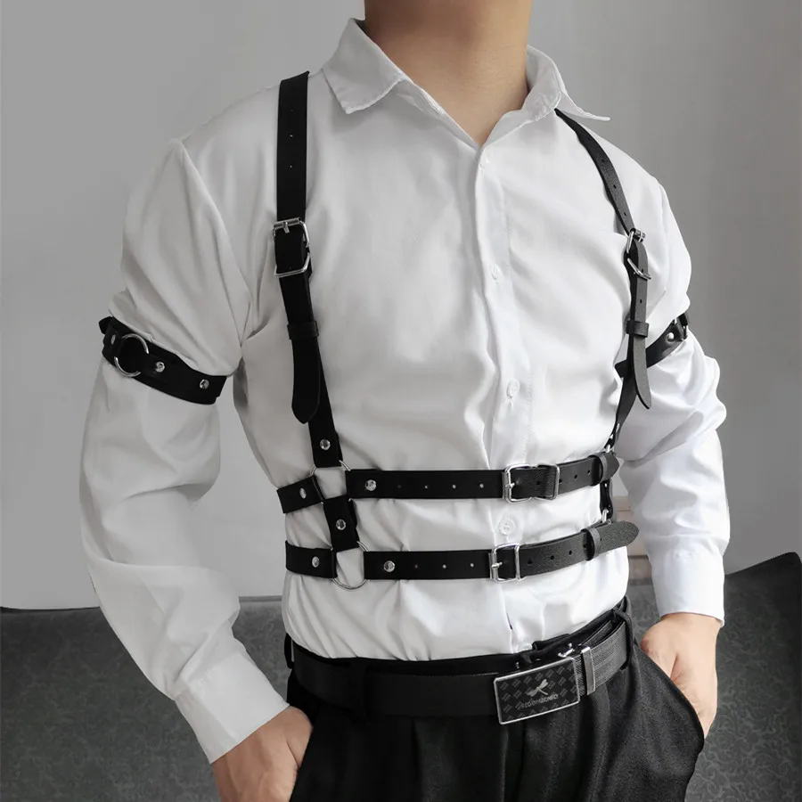 

Multi Function Adjustable Gothic Waist Belt Tactical Techwear Hip Hop Punk Leather Body Harness Chest Shoulder Strap Men