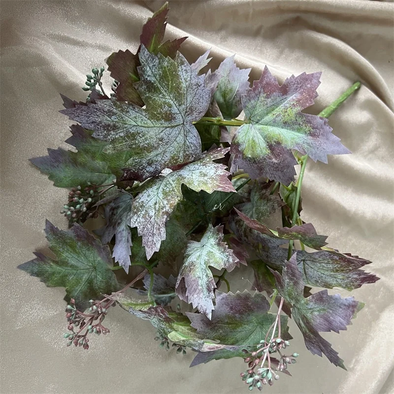 جديد أوراق العنب الحريرية لزفاف المنزل عيد الميلاد إكليل زهرية ديكور فروع أوراق العنب الاصطناعي مع طاولة الفواكه النباتات وهمية #5