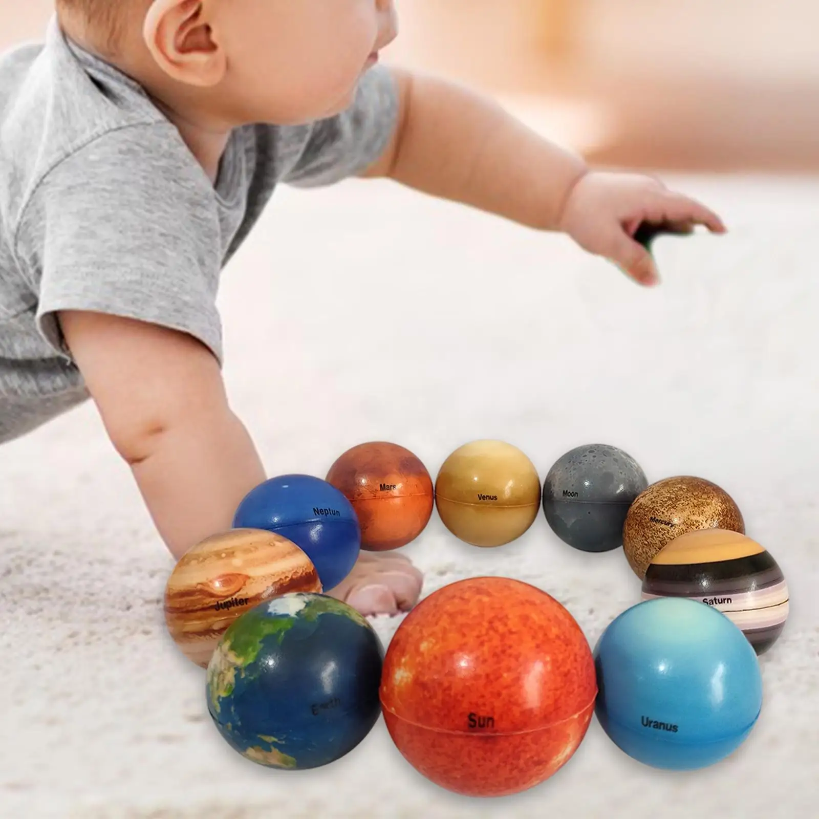 10x Solar System  Planets Solid Sponge Soft Ball Eight Planetary Balls Space Astronauts Toy for Home Decorative Kids Toys