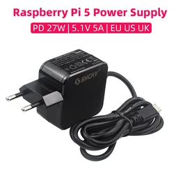 Raspberry Pi 5 Power Supply PD 27W 5.1V 5A USB Type-C Power Adapter EU US UK Plug for RPI 5 Pi5