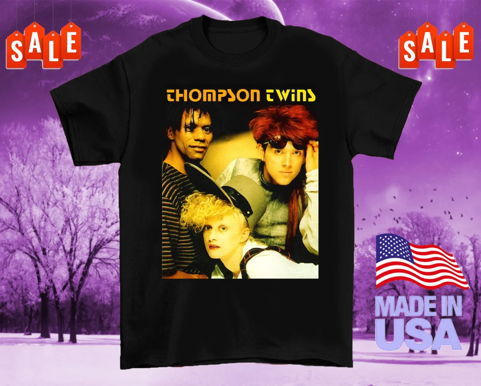 

Thompson Twins Band Tour Concert Tee Unisex Cotton Shirt Full Size BO006
