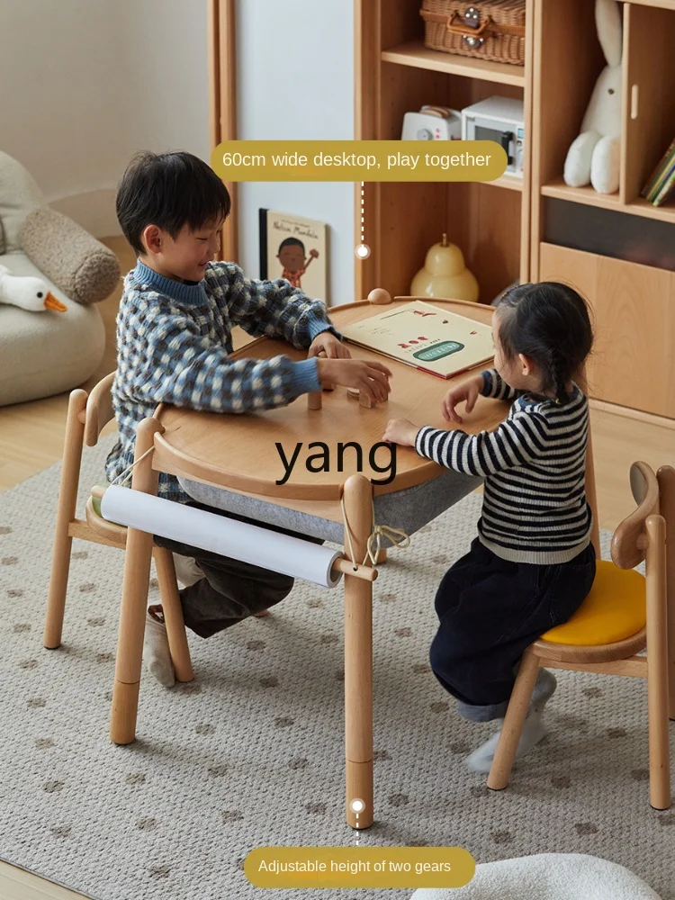 Yhl Wood Children's Desk Study Table Baby Toy Table Home Handmade Table Can Rise