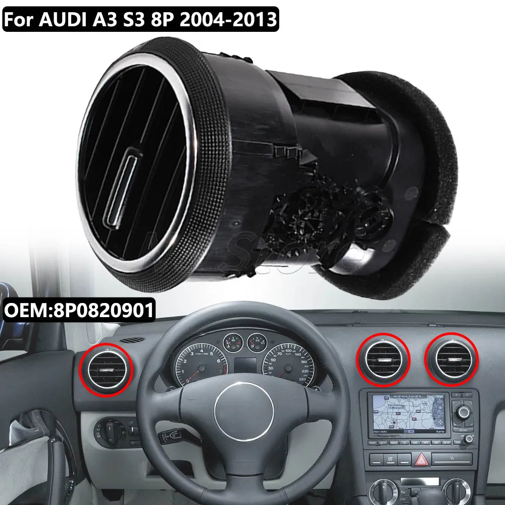 Lüftung Für Audi A3 8P S3 2004-2013 Auto Dashboard Front Dash Air Vent Outlet AC Wärme 8P0820901 8P0820901A 8P0820901C – Detail 2