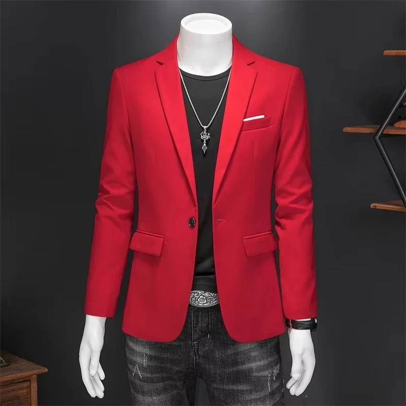 x51 Slim Fit pojedyncze guziki garnitury marynarka męska Slim Fit moda codzienna ślub pan młody smoking marynarka płaszcze 6XL