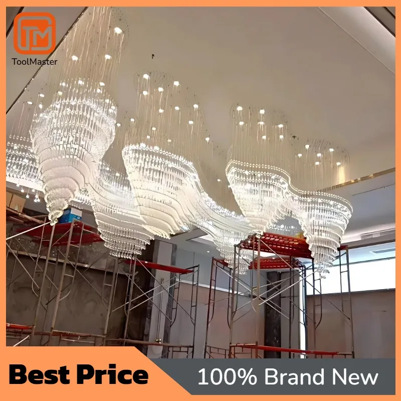 【Hot Sale】Contemporary Elegant Luxury Glass Crystal Chandelier Custom Modern Hotel Design For Lobby Hall Staircase Hanging Art D