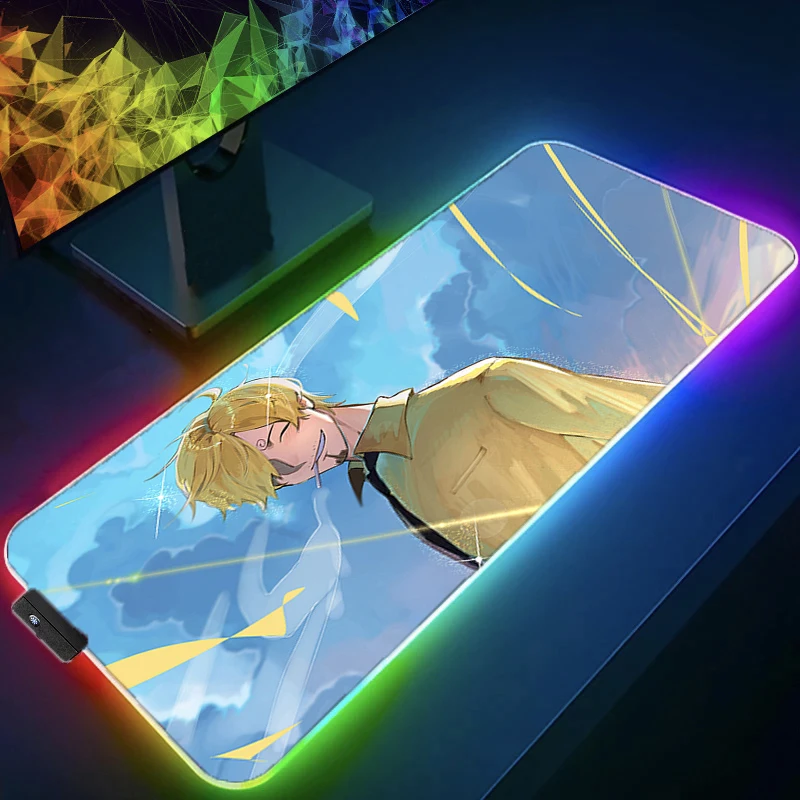 

LED RGB Mouse Pad Large Rubber Anti Slip Mouse Pad Light Luxury anti slip and Waterproof Deskmat Office Computer Mousepad Sanji