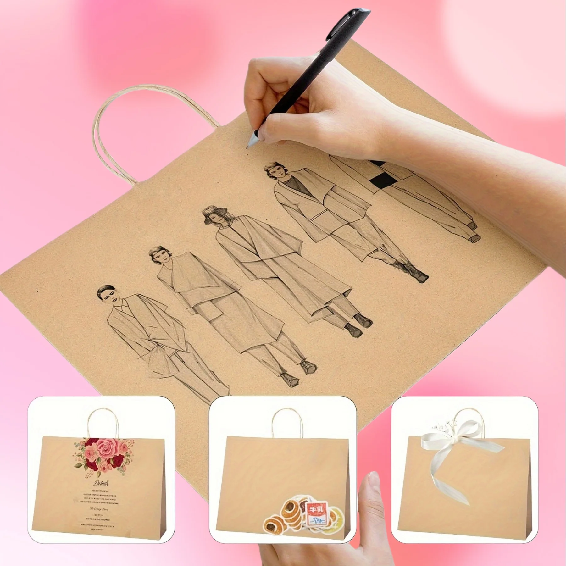 Bolsas de regalo grandes de papel Kraft con asas, bolsas de compras ecológicas para fiesta, boda, cumpleaños, embalaje de regalo al por menor, 20 Uds.