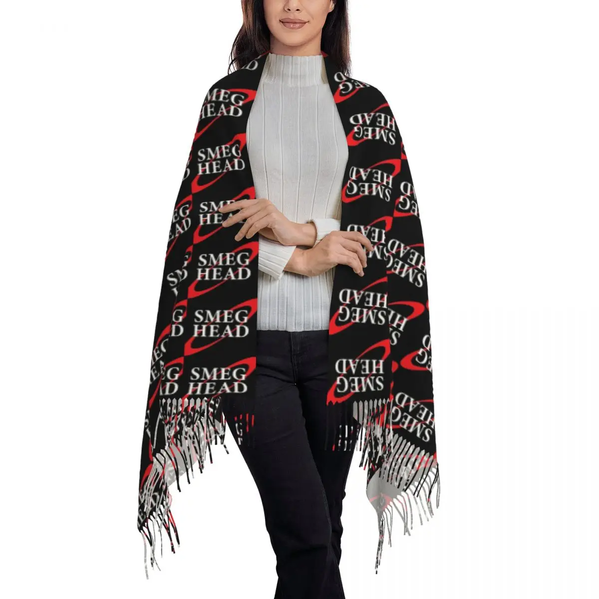 Smeg Head Red Dwarf Funny Scarf Tassel Scarves Women Soft Warm Shawls and Wraps Large Fall Winter Shawl Wrap