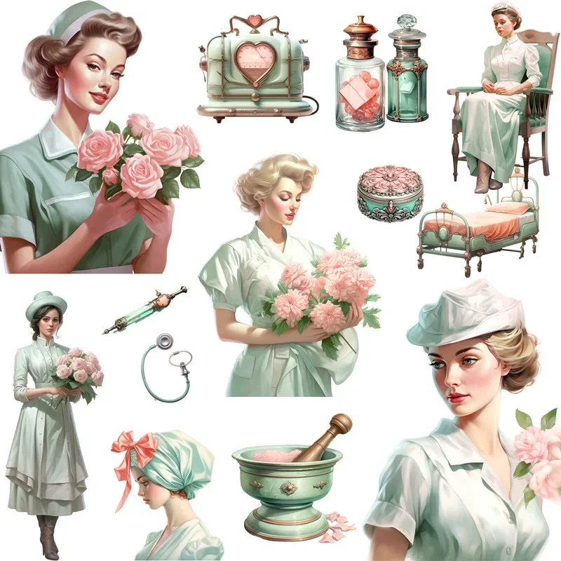 

Ретро наклейка для медсестры, сделай сам, скрапбукинг, альбом, мусорный журнал, декоративные наклейки