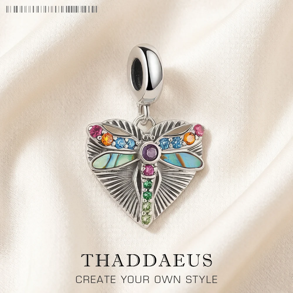 

Heart With Dragonfly Pendant 925 Sterling Silver Dangle Charm Women Bohemia Fine Jewelry
