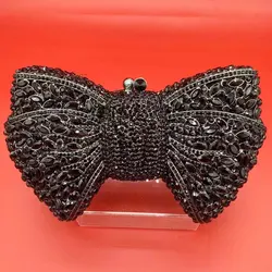 KHNMEET Coffee Crystal Handbag Bow Luxury Clutch Bags Elegance Bridal Prom Evening Bags sm186