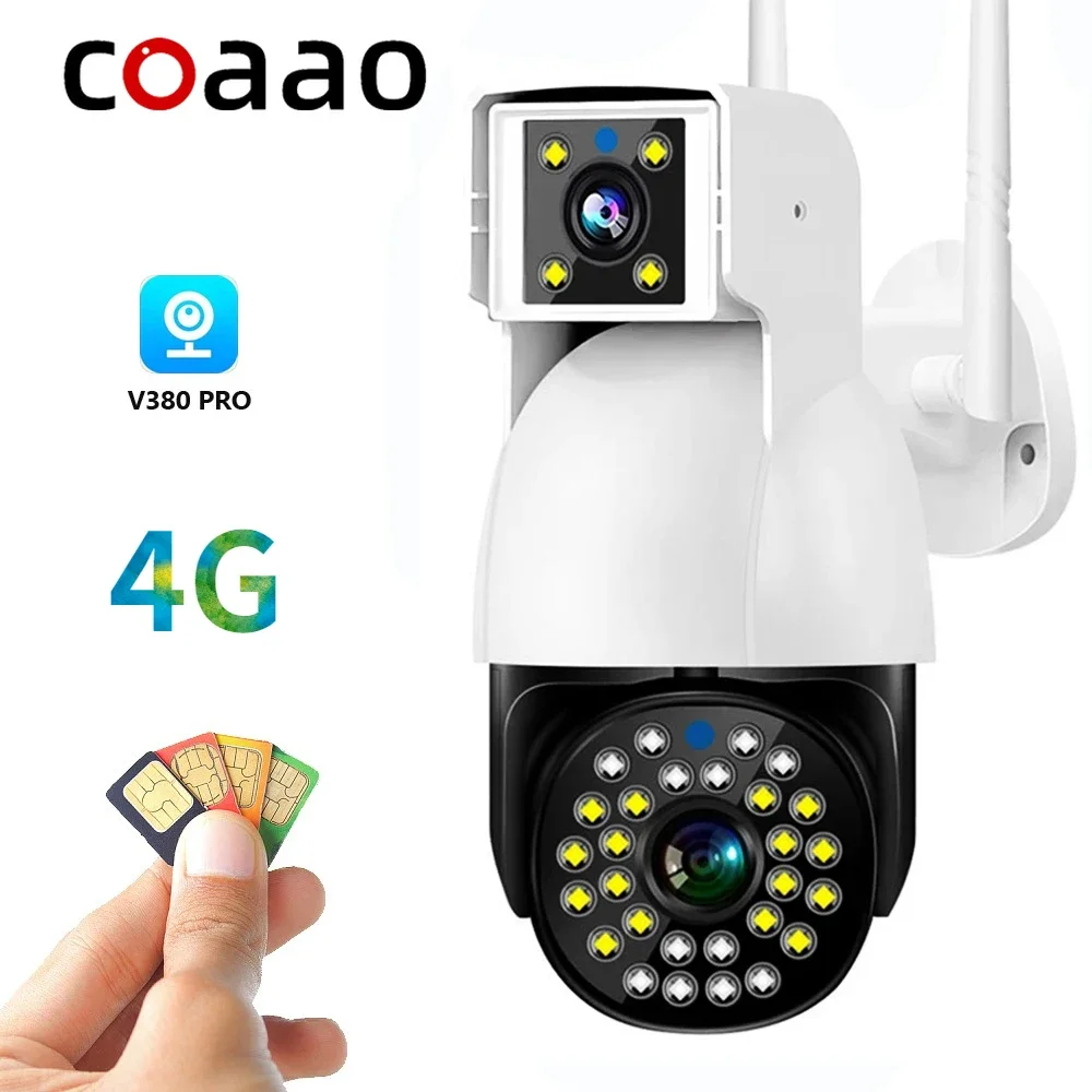 

6MP Wifi Outdoor IP Camera SIM 4G GSM Dual Lens V380 8X Zoom Security Protection Video Surveillance CCTV Color Night Vision