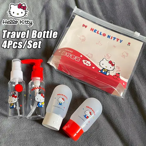 Hello Kitty Cute Spray Bottle 4 Piece Set Travel Outfit Cartoon Style Portable Practical Reusable Travel Bottle Christmas Gift