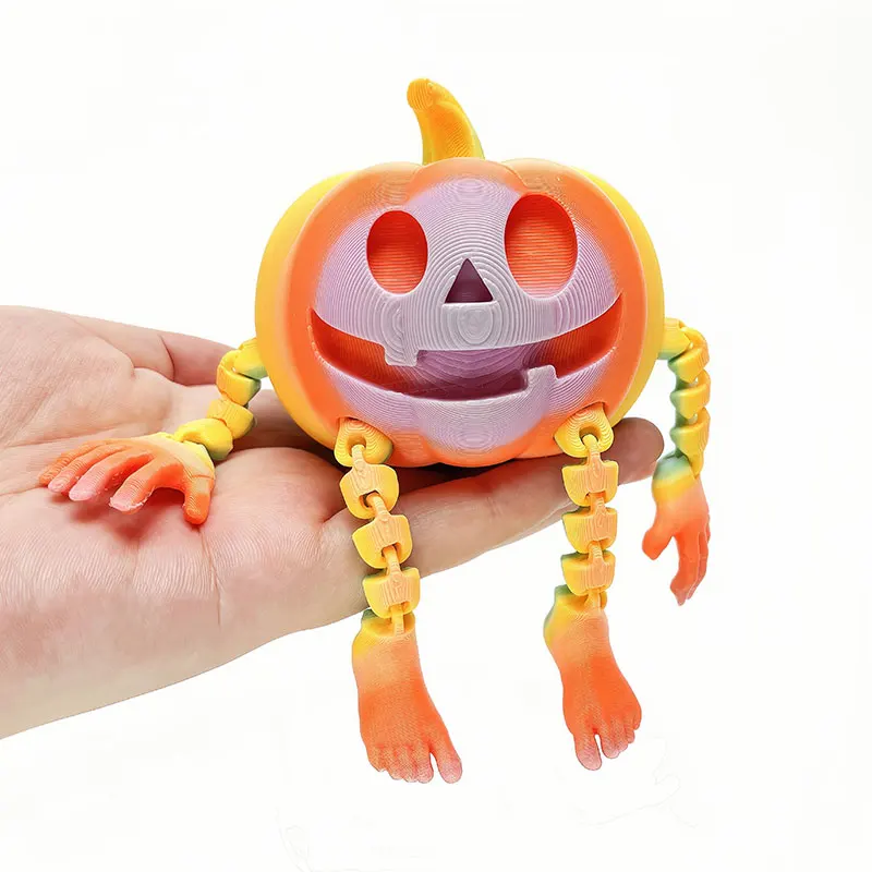 

Mini 3D Printed Halloween Pumpkin Man - Movable Joints, Cute Creative Desk Decor, Office Ornament, Spooky Gift