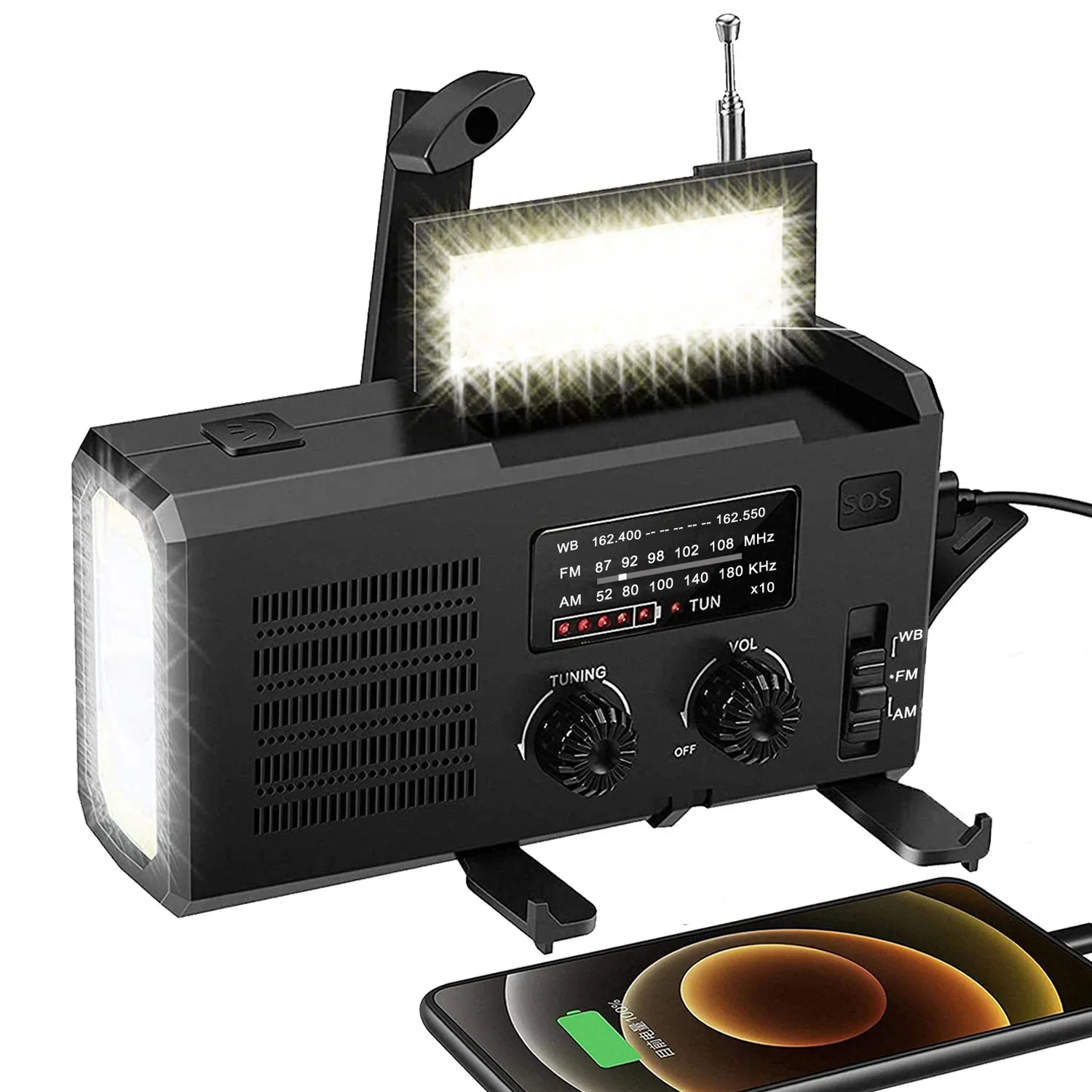 Emergency Disaster Prevention Solar Hand Charging Portable FM Earthquake Disaster FM Multifunctional Alarm Flashlight Radio