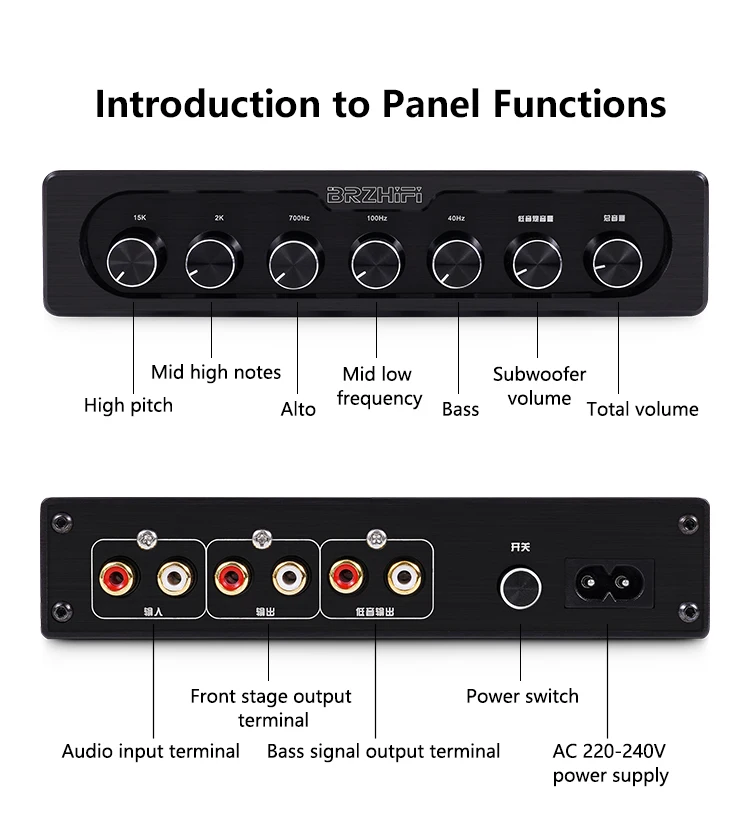 BRZHIFI EQ500 voorversterker 5-segment EQ toon audioverwerking effector kleine mixer