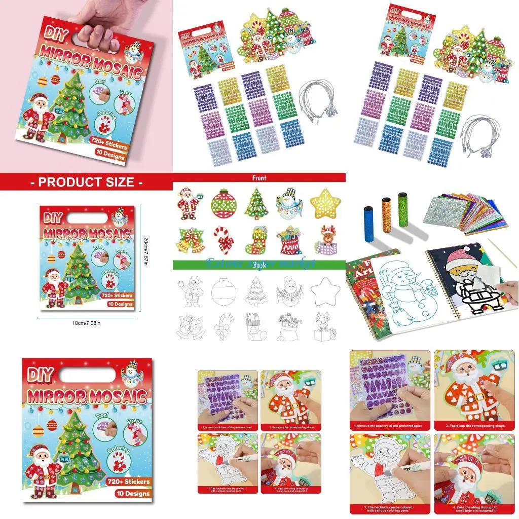 

090B Christmas Craft Project Set Glitters Shining Coloring Stickers Toy for Children