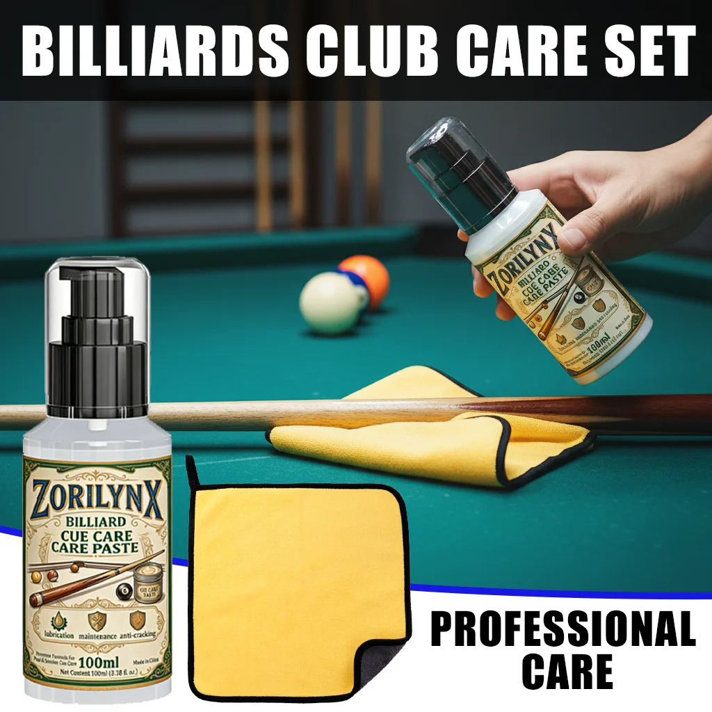

Набор для ухода за бильярдными киями ZORILYNX: 100 мл масла для кия и полотенце, профессиональная смазка для шафтов, комплект для предотвращения трещин, для бильярда и снукера
