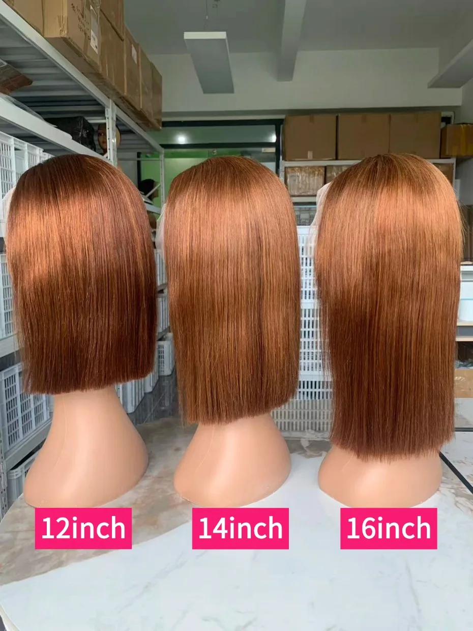 100% 250 densidade 13x4 bob cru cabelo humano peruca dianteira do laço vietnamita em linha reta 4 cor marrom chocolate laço frontal perucas de cabelo humano