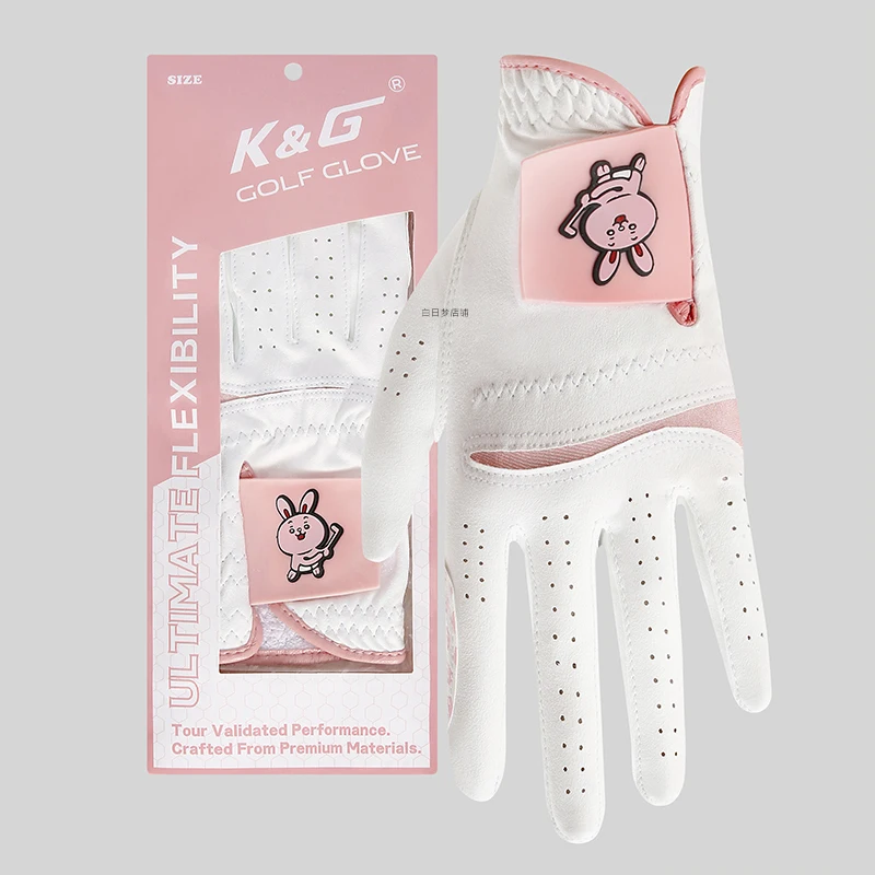 Korea Japan Golf Gloves Ladies Microfiber Cloth Wear-Resistant Sports Printed Anti-Slip Breathable#220248737