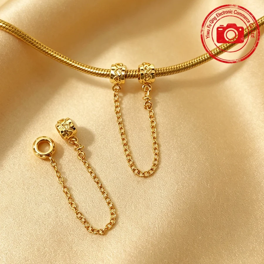 Original Golden Charms Hearts Safety Chain Starfish Lemon Family Tree Sailboat Beads Fit Bracelets Accessories DIY Jewelry Gifts