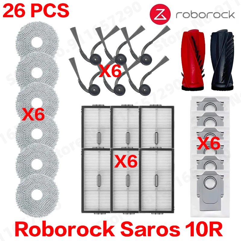 Roborock Saros 10R reserveonderdelen Hoofdzijborstel Hepa-filter Mopdoek Stofzak Accessoires obot Stofzuigers Kit