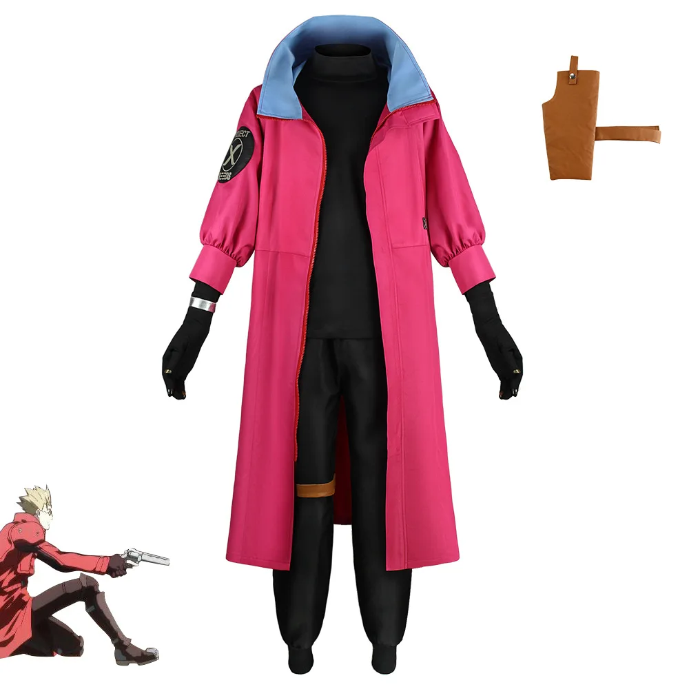 Anime Vash the Stampede Jacket Coat Uniform Wig Cosplay Costume Outfit Glasses Halloween Suit Role Play Men Disguise