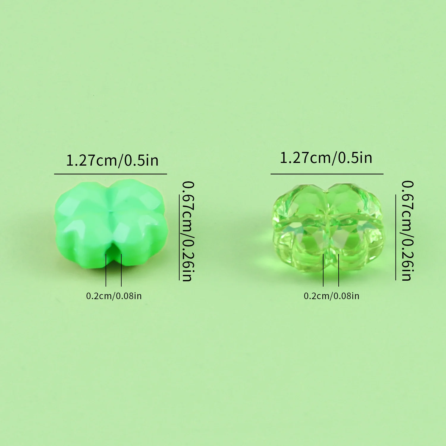 100pcs Saint Patrick\'s Day Acrylic Beads Lucky Faceted Clover Transparent Green for Home Party Decor Jewelry Necklace Making