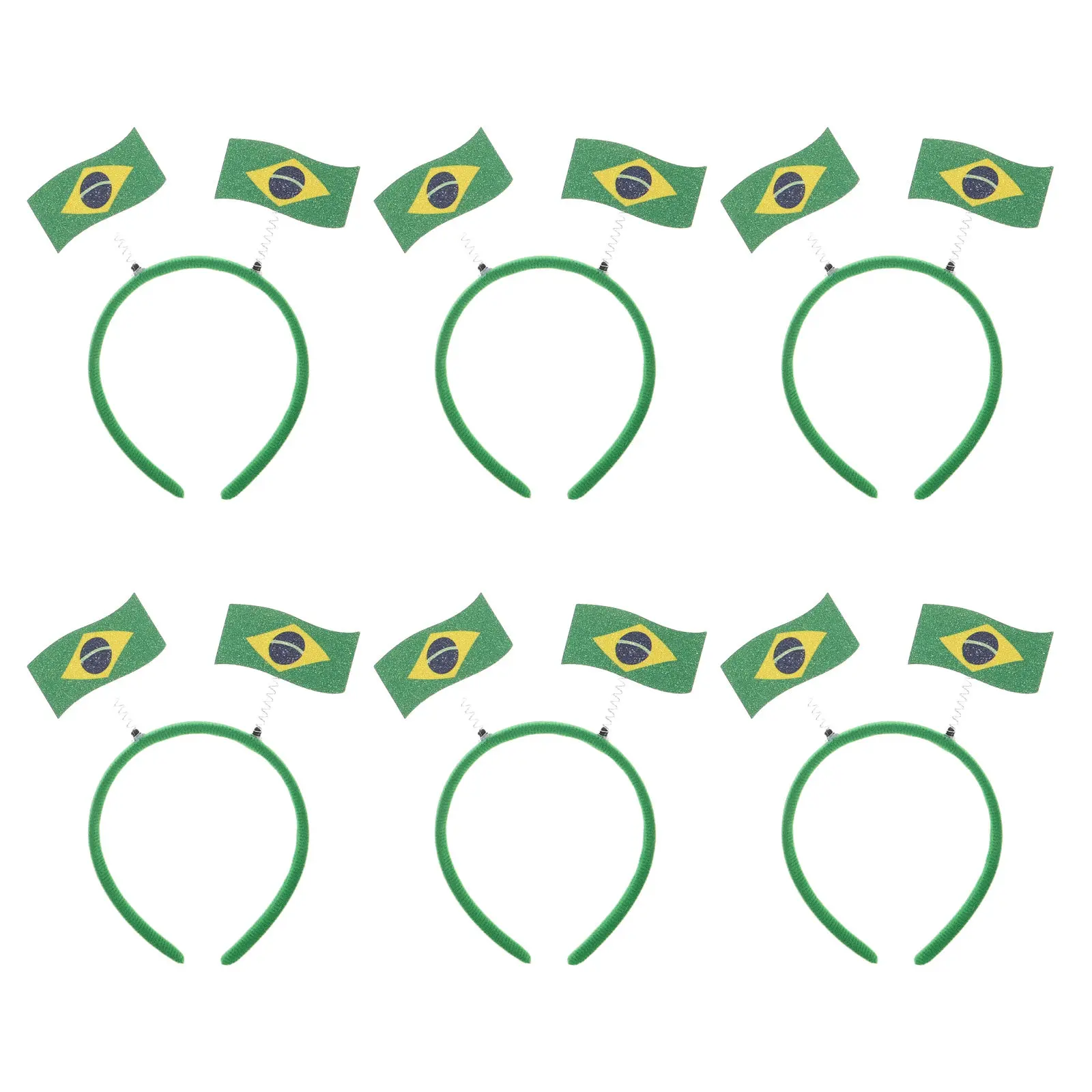 

6Pcs Football Fan Headbands Brazilian Flag Sports Themed Cheerleading Party Hair Accessories Football Game Day