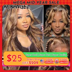 250% 13x6 HD Lace Frontal Wigs 4J27 Highlight 34in Body Wave Human Hair Wigs Melt Skins Natural Scalp Brazilian Hair For Women