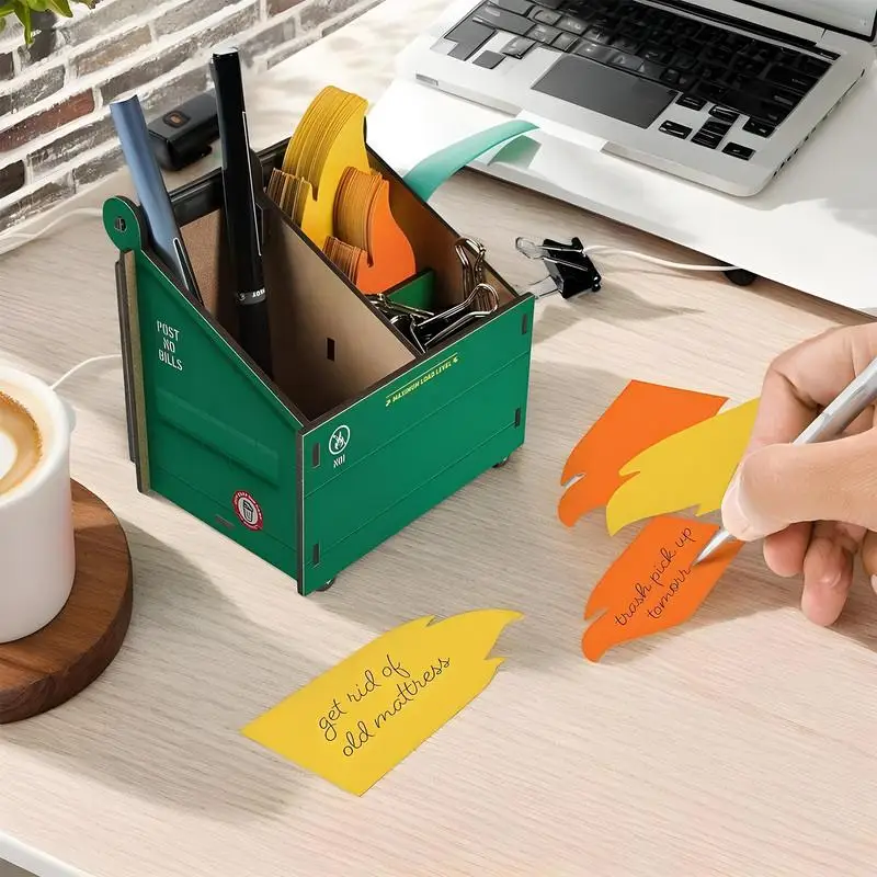 مكتب القلم المنظم الملونة القمامة حامل النار مع لهب ملاحظة بطاقات خشبية قلم رصاص وعاء لمكتب القمامة النار حامل مكتب ل