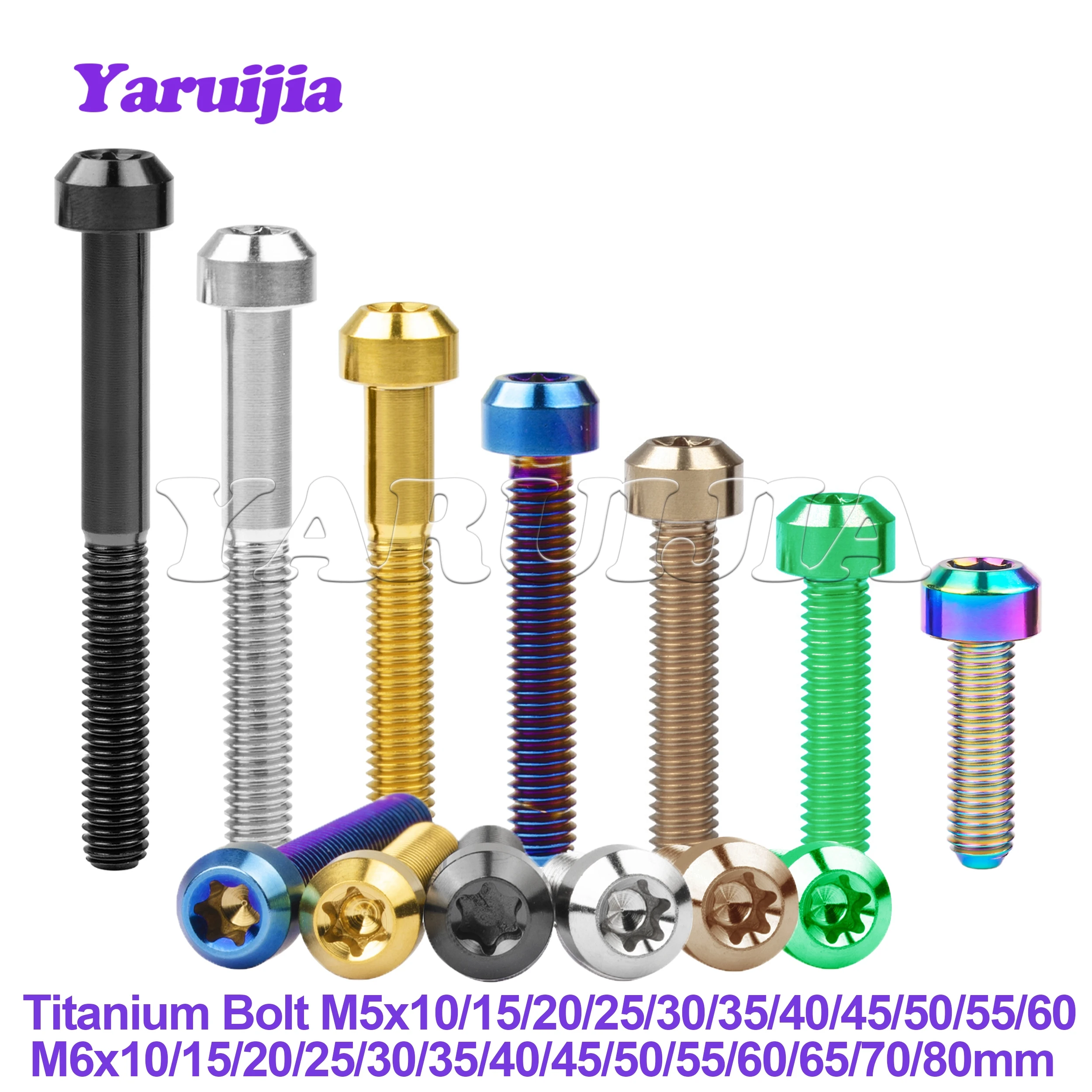 Image of Yaruijia titan schraube m5/m6/m8x10/15/20/25/30/35/40/45/50/60/65/70/80mm torx kopf fahrrad auto refit befestigungs bremse schraube
