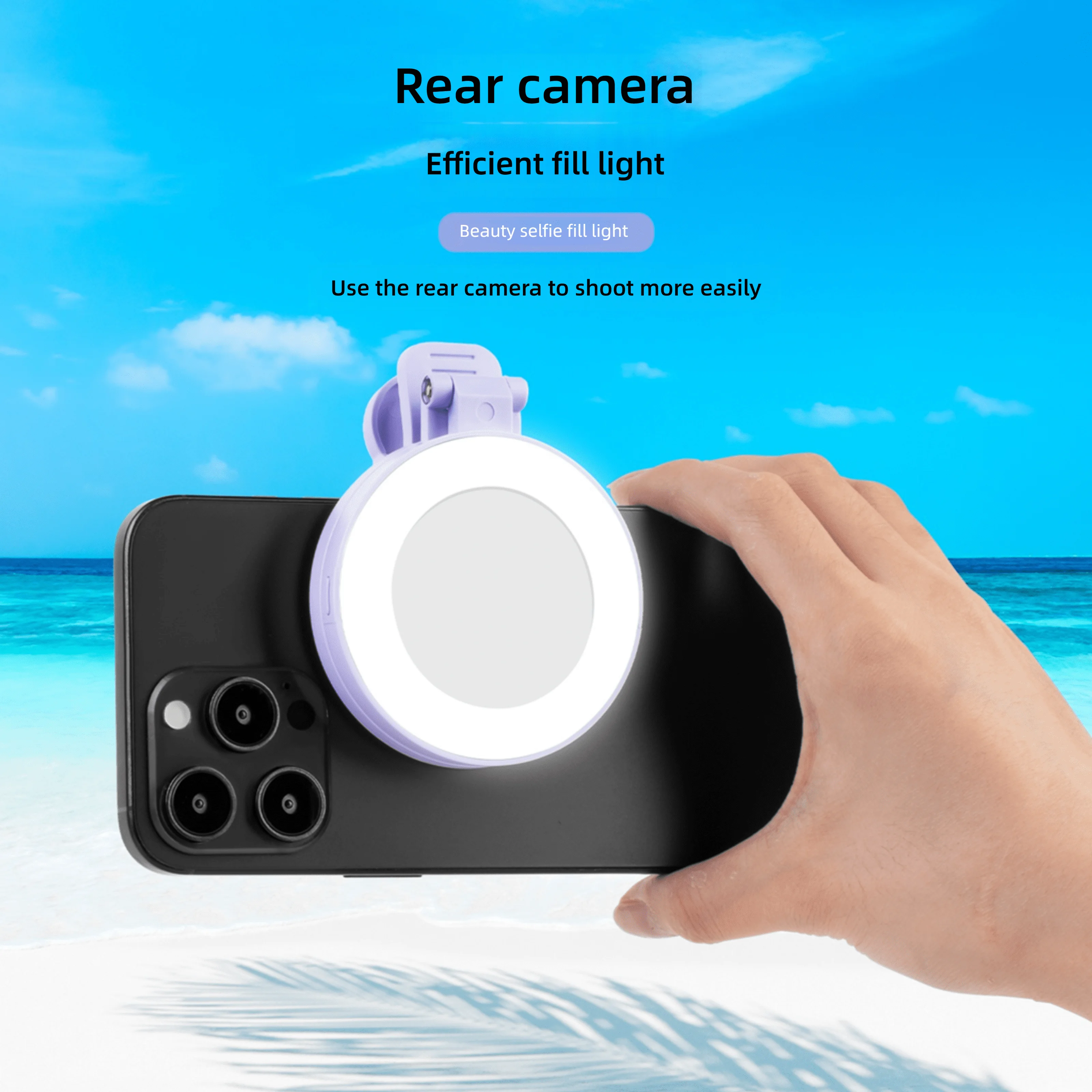 New mobile phone fill light selfie mirror dual-use rear camera selfie clip divine device mini folding portable rechargeable image 4