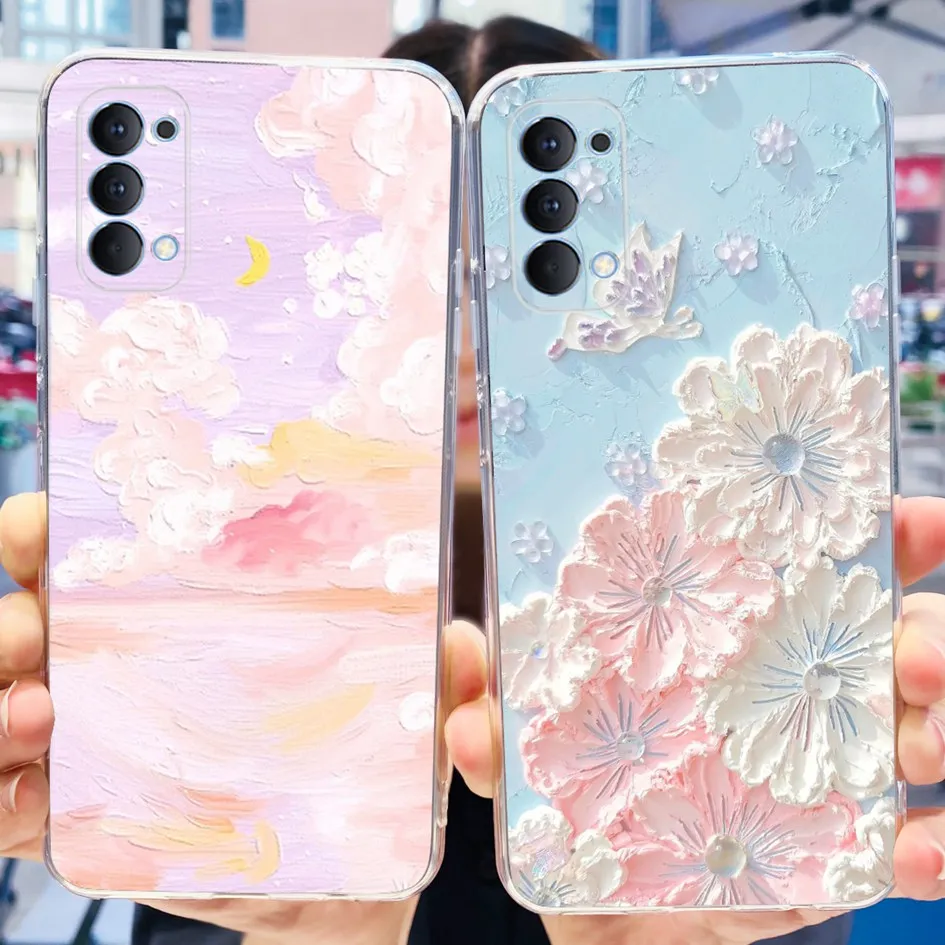 For OPPO Reno 4 Pro 4G Case Fashion Butterfly Floral Shockproof Clear Soft TPU Phone Back Cover For OPPO Reno 4 Reno4 Pro Bumper