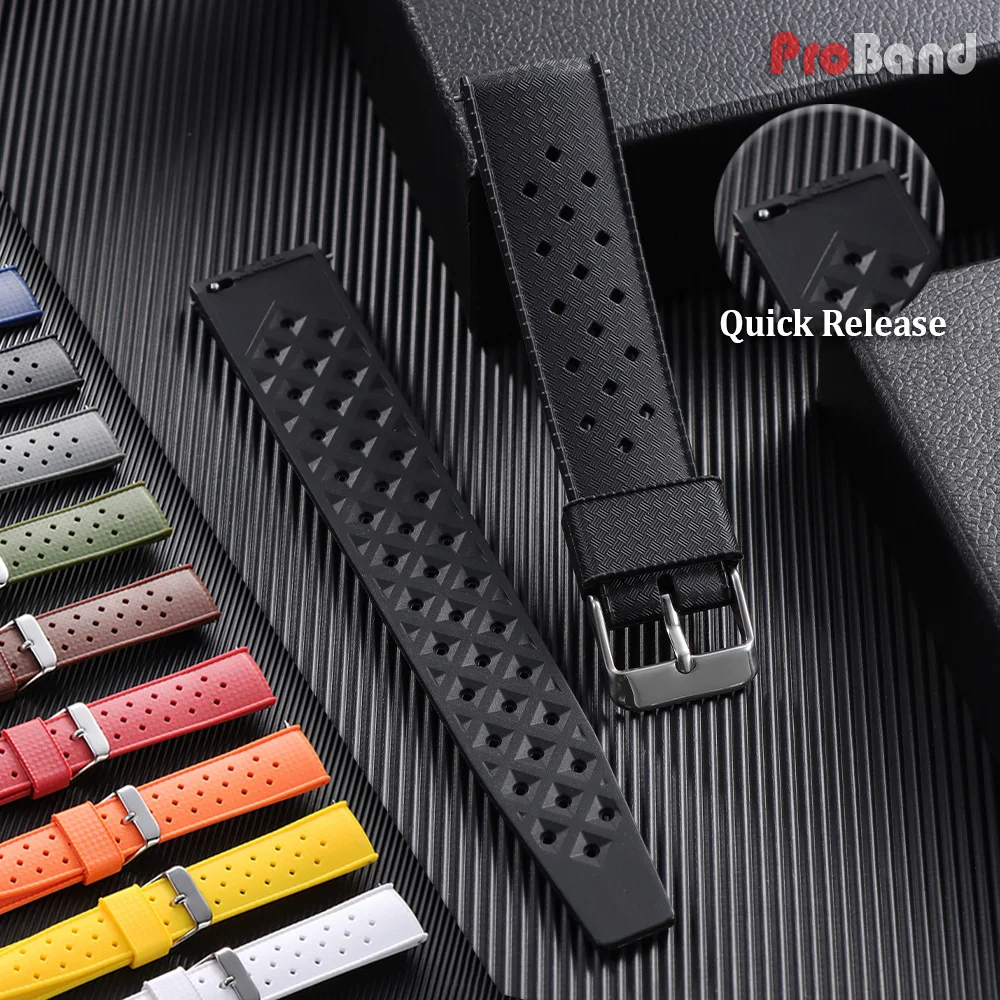 Premium Tropical Yellow Rubber Straps 20mm 22mm Quick Release Fit Flat End Watchband Soft Silicone Wristband for Seiko for Omega