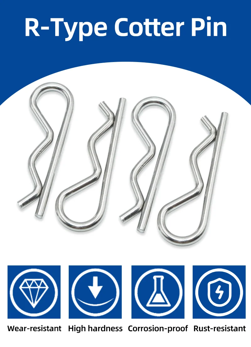 Metallstift aus Edelstahl 304, B-Typ-Pin, M1, M2, M3, M4, M5, Splint, Wellensicherungsring, Kartenstift, mechanischer Haarnadelstift, Bolzen, R-Typ-Pin – Detail 2