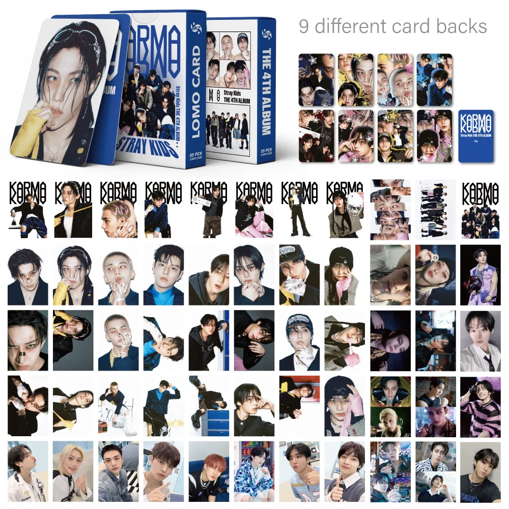 55-teiliges Stray Kids Album Lomo-Karten-Set, Anime-Merchandise, Han Ji Sung, Sammlung kleiner Karten, Postkarten, Weihnachtsgeschenke
