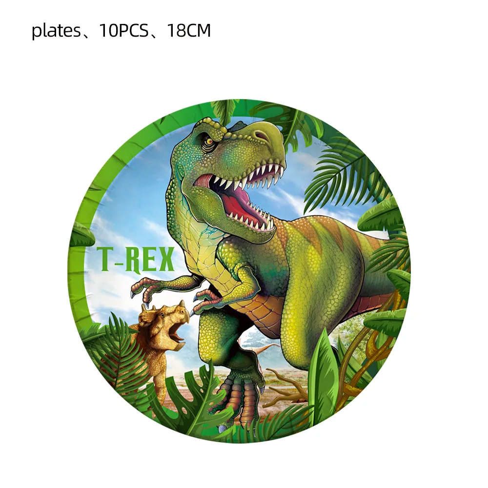 Dinosaurier-Geburtstagsparty-Dekoration Partyzubehör Gastgeschenke Tischware-Set Banner Zahlenballon-Set Kinder-Geburtstag Babyparty – Detail 2