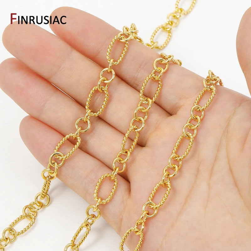 

0.5/1Meter 18K Gold Plated Brass Thick Large Heavy Link Chains,3:1 Figaro Chain for DIY Necklace Bracelet Making Accessories