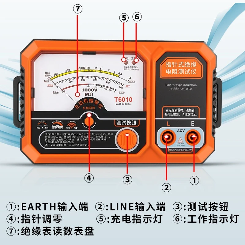 Pointer Type Insulation Resistance Tester 6045 Low Resistance Tester Transistor Withstand Voltage Measurement