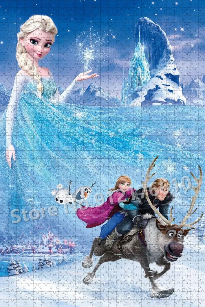 Frozen Ice Queen Jigsaw Puzzle 1000 Pieces Disney Princess Cartoon Wooden Puzzle Family Game Decompress Educational Adult Toys