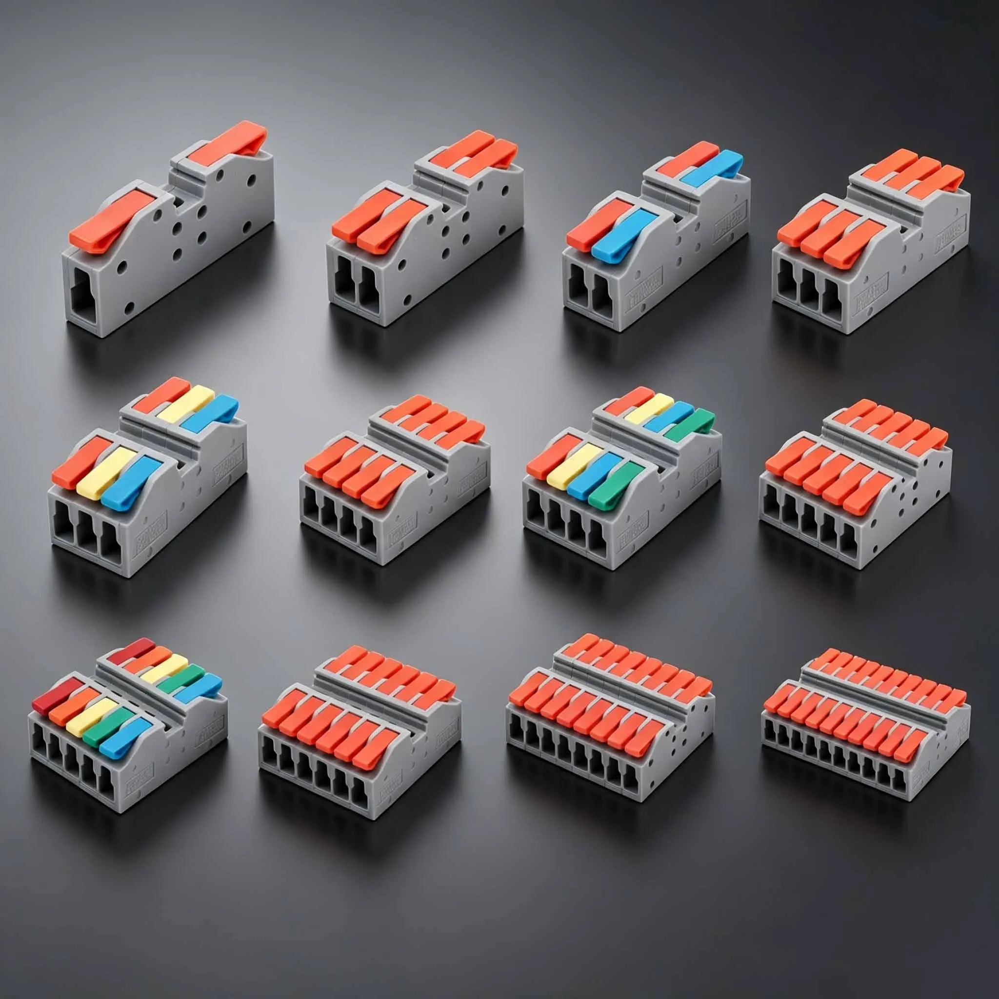 Quick Connection Terminal Block,Multi In Multi Out Plug‑in Wire Connector,32A 250V Fast Press Lever Coupler for Soft Hard Wire