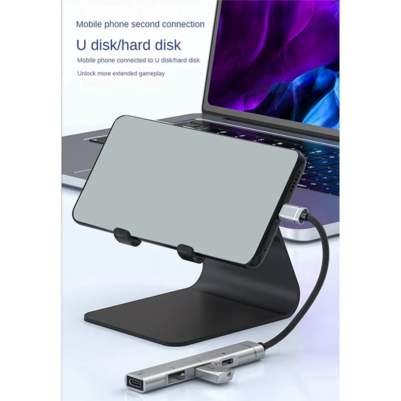 For Android Mobile Phone Computer Tablet Portable PD Charging Hub Type-C USB C Expansion Dock,Grey