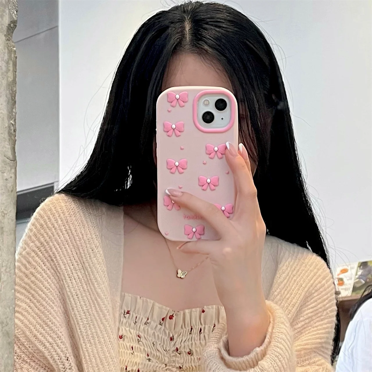 Pour Samsang Galaxy S23 S24 S25 Ultra A56-5g A36-5g A55 A35 S24FE 3D rose poire nœud papillon coque de téléphone couverture arrière en Silicone souple