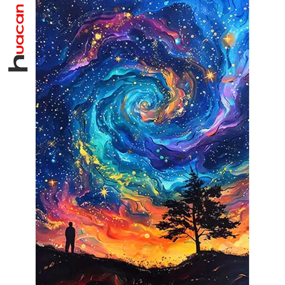 Huacan DIY Diamantmalerei Sternenhimmel Diamantmosaik Landschaft Komplettset Dekorative Gemälde