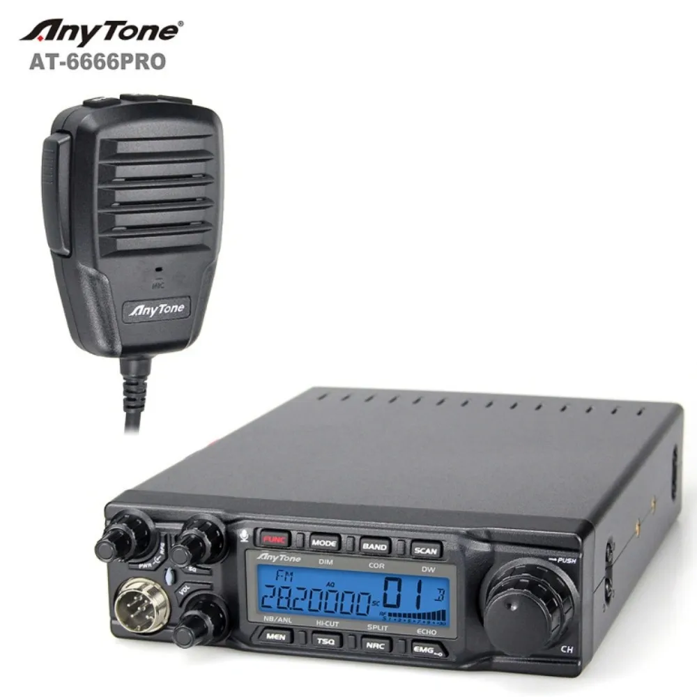 AT-6666PRO Mobile 10Meter UHF CB Radio 80W 40CH Multi-Mode Two Way Walkie Talkie 50km Range Transceiver