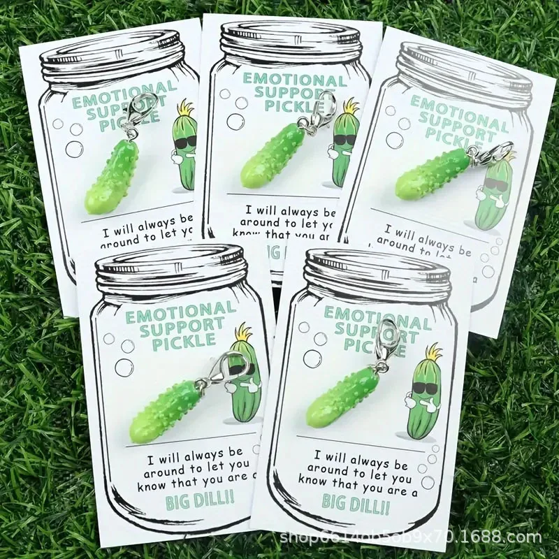 2025 New Funny Pickle Keychain–Mini Cute Keychain Emotional Support Cucumber Pocket Charm Perfect Novelty Gift for Birthdays