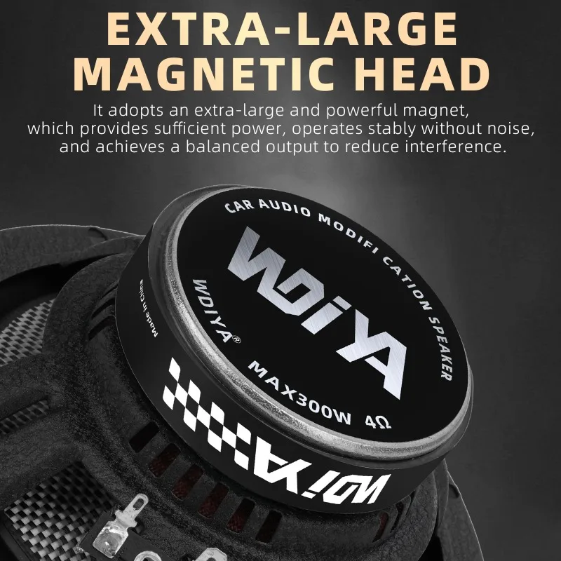 2 Pcs 6.5 Inch Car Subwoofer Powerful Bass 300W Peak Midrange Bass Speaker Carbon Fiber Basin 4 Ohm Audio Car Speakers Component