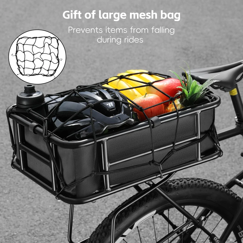 Large Capacity Bicycle Rear Basket Aluminum Alloy Cargo Rack Quick Release for 26-29 Inch MTB Commuting Cycling 자전거 짐받이